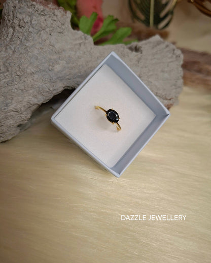 Black Oval Shine Ring
